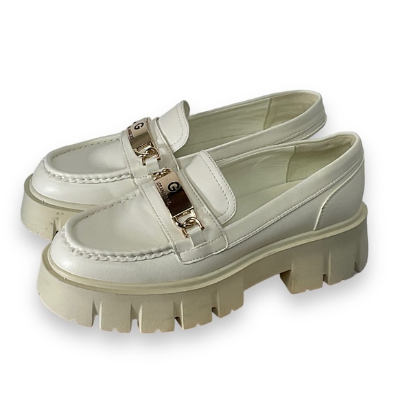 GBG Los Angeles Shoes - GBG Shoes Womens Platform Loafers White Cream Faux Leather Flats Size 7.5